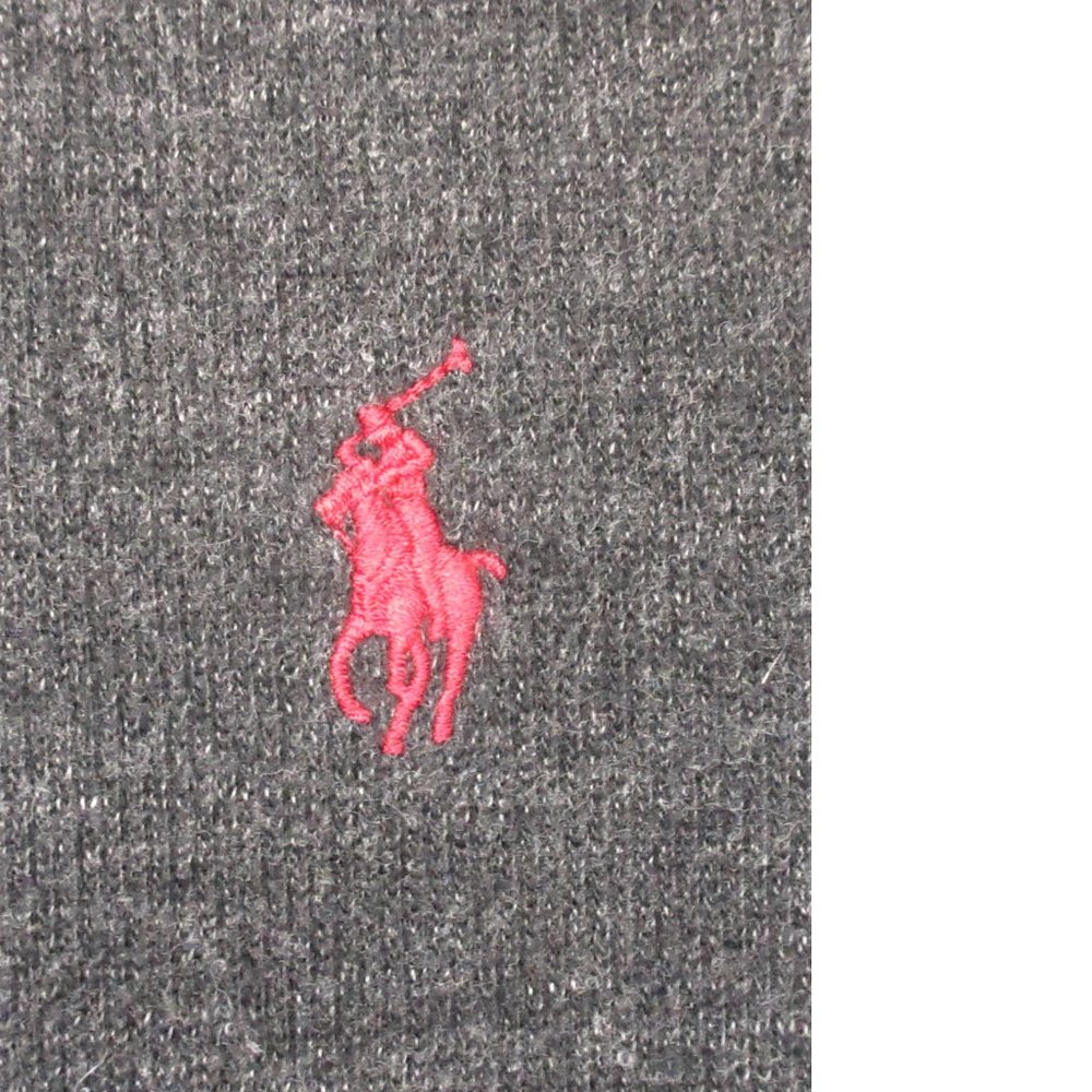POLO RALPH LAUREN REGULAR FIT 100% COTTON SWEATER GRAY & RED Sz MEDIUM, M